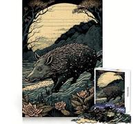Rompecabezas Ukiyo-e japonés de jabalí para Adultos, 1000 Piezas, Entrenamiento Mental, relajación, Uniforme, Regalo Festivo (50x75cm)