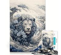 Rompecabezas Ukiyo E Lion de 1000 Piezas Diversión,diseño Limpio y componentes Resistentes Un Entretenimiento cautivador para Disfrutar en casa (50x75cm)