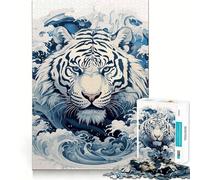 Rompecabezas Ukiyo E Tiger de 1000 Piezas para Adolescentes Estimula la Mente Diversión sin Espacios Ajuste Ocio cautivador para Disfrutar en casa (38x52cm)