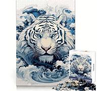 Rompecabezas Ukiyo E Tiger para Adultos, 1000 Piezas, para Practicar la lógica, una escapada Tranquila, Bordes limpios, Navidad (50x75cm)