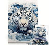 Rompecabezas Ukiyo E Tiger para Adultos, 1000 Piezas, práctica de lógica, Escape Tranquilo, Bordes limpios, Navidad (38x52cm)