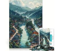 Rompecabezas Ukiyo E Town para Adultos,1000 Piezas,Juego de Memoria,componentes Resistentes y de Corte Limpio, aliviar el estrés (38x52cm)