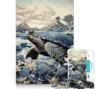 Rompecabezas Ukiyo E Turtle 1000,Juego de concentración Mental,diseño de Ajuste Huecos,desafío Cerebral Interactivo para el hogar (38x26cm)