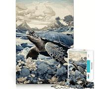 Rompecabezas Ukiyo E Turtle de 1000 Piezas para Adolescentes,Juego de concentración Mental,Corte de precisión,Bordes Lisos,Ideal para Rellenar Calcetines navideños (50x75cm)