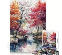 Rompecabezas Un Puente hacia el otoño para Adultos,1000 Piezas,diseño nítido,Ideal para Relajarse y Jugar tranquilamente Bordes definidos cumpleaños (50x75cm)