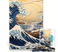 Rompecabezas Under The Wave Kanagawa de 1000 Piezas,Juguete de construcción Focus,Ajuste Huecos,Actividad gratificante para días lluviosos (38x52cm)