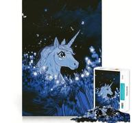 Rompecabezas Unicornio a la luz de la Luna 1000 Juego de concentración Mental Diseño de Ajuste Huecos Desafío Cerebral Interactivo para el hogar (50x75cm)