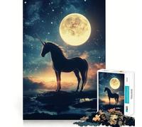 Rompecabezas Unicornio a la luz de la Luna,1000 Piezas,Juego cognitivo Divertido,Troquelado de Alta precisión, aliviar el estrés (50x75cm)