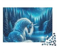 Rompecabezas Unicornio a la luz de la Luna de 1000 Piezas. Unicornio Aurora Nocturna para Adultos. Juegos educativos. Hermosa decoración. Desafío. Regalos de cumpleaños. 70x50cm.