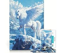 Rompecabezas Unicornio Alado en Invierno 1000 Piezas Juego de Diversión Mental Diseño Sin Espacios Ajuste Perfecto Regalo Ideal para Reuniones Familiares (50x75cm)