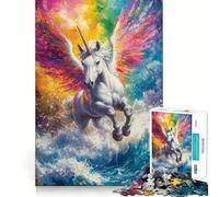 Rompecabezas Unicornio Arcoíris de 1000 Piezas para Adultos Think Smart Toy Family Joy Pieza de Arte de Corte preciso (38x26cm)