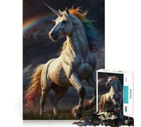 Rompecabezas Unicornio Arcoíris para Adolescentes 1000 Piezas Juguete Lógico Claro Disfruta Corte Sorpresa de Cumpleaños (38x26cm)