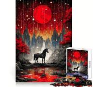 Rompecabezas Unicornio bajo una Luna roja de 1000 Piezas para Adolescentes Pensamiento estratégico Escape Sereno Diseño Limpio y reflexivo Navidad (38x52cm)