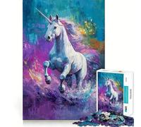 Rompecabezas Unicornio Blanco Corredor para Adultos 1000 Piezas Juego de Memoria Ensamblaje Firme y Seguro Juego de Construcción de Conexión Significativa (38x26cm)