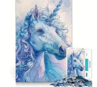 Rompecabezas Unicornio Blanco y Azul 1000 Recall Fun Play Tecnología Avanzada de Corte láser Juguete de Entretenimiento para Interiores en Vacaciones (50x75cm)