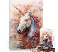 Rompecabezas Unicornio Caminando en Pintura, 1000 Piezas, para Adolescentes, Claridad Mental, Suave Distracción, Cierre (38x52cm)