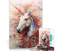 Rompecabezas Unicornio Caminando en Pintura 1000 Recall Fun Play Tecnología Avanzada de Corte Láser Juguete de Entretenimiento para Interiores (38x26cm)