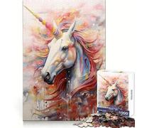 Rompecabezas Unicornio Caminando en Pintura para Adolescentes 1000 Piezas Diversión Intelectual Relajante Corte Fino Regalo de Invierno (38x26cm)