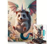 Rompecabezas Unicornio Dragón Erizo Alado 1000 Piezas para Adultos Recall Fun Play Firm Fit Secure Assembly Fun Night Activity Family Fun (50x75cm)