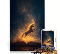 Rompecabezas Unicornio Emergiendo de un Libro para Adolescentes, 1000 Piezas, Lógica, Tiempo Libre, Bordes Definidos, Regalo Festivo (50x75cm)