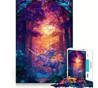 Rompecabezas Unicornio en Bosque Encantado 1000 Juego de Recuerdo Mental Alta Precisión Manualidad de Corte Desafío Interactivo para el Cerebro en Casa (38x52cm)