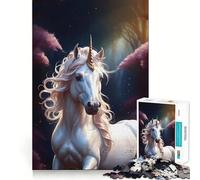 Rompecabezas Unicornio en Bosque Fantástico 1000 Piezas Juego Divertido y Estimulante Troquelado de Alta Precisión Aliviar el Estrés (38x26cm)