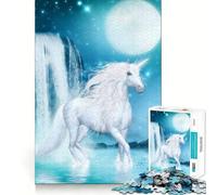 Rompecabezas Unicornio en la Cascada,1000 Piezas,diversión para estimular la concentración,Corte láser para un Ajuste, Actividad para Compartir con Seres Queridos (38x26cm)
