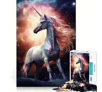 Rompecabezas Unicornio en Nebulosa de 1000 Piezas Juego para ejercitar la Mente Artesanía de Corte experta Un pasatiempo Fascinante para los Momentos de Ocio (38x26cm)