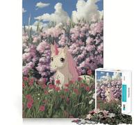 Rompecabezas Unicornio en un Campo de Flores para Adultos,1000 Piezas,Juego para ejercitar la Mente,Corte de precisión,Bordes Suaves,desafío Divertido para el Tiempo de Espera (38x52cm)