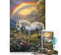 Rompecabezas Unicornio en un Prado Floral 1000 Piezas Juego Divertido con tecnología Avanzada de Corte láser Juguete de Entretenimiento para Interiores (50x75cm)