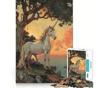 Rompecabezas Unicornio Junto al mar al Atardecer para Adultos Juego Think Boost de 1000 Piezas Estructura de Encaje precisa Fácil de Aprender Diversión para Toda la Familia (50x75cm)