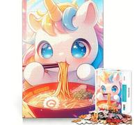 Rompecabezas Unicornio Ramen Cuento de Hadas 1000 Juego de Concentración Mental Corte de Precisión Bordes Lisos Juego de Creación de Conexiones Significativas (50x75cm)