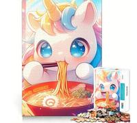 Rompecabezas Unicornio Ramen Cuento de Hadas de 1000 Piezas para Adultos Juego de Estimulación Mental Encaje Espacios Actividad Relajante para una Pausa Mental (38x52cm)