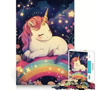 Rompecabezas Unicornio sobre Arcoíris de 1000 Piezas Juego para ejercitar la Mente Artesanía de Corte experta Un pasatiempo Fascinante para los Momentos de Ocio (38x26cm)