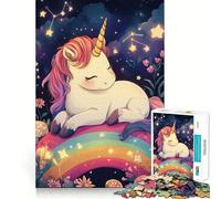 Rompecabezas Unicornio sobre Arcoíris de 1000 Piezas para Adolescentes Juego Divertido y fácil de Usar Sin Huecos Actividad Nocturna Familiar para divertirse (50x75cm)