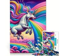 Rompecabezas Unicornio Vomitando Arcoíris para Adultos 1000 Piezas Juego para Estimular la Mente Tamaño Uniforme Piezas Precisas Juego Mental Ideal para Viajes Regalo (38x26cm)