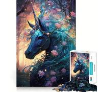 Rompecabezas Unicornio y Bosque Mágico 1000 Juego de Concentración Mental Diseño Ajustado Sin Espacios Desafío Interactivo para el Cerebro en Casa (50x75cm)