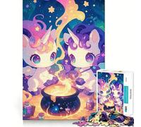 Rompecabezas Unicornios Preparando Poción 1000 Piezas Diversión para Desarrollar la Memoria Bordes Lisos Encajamiento Forma Divertida de Llenar Horas Libres (50x75cm)
