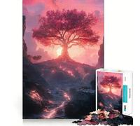 Rompecabezas Unity Pink Tree Sunset Landscape de 1000 Piezas para Adolescentes Diversión,tamaño Uniforme,Piezas precisas,Actividad Relajante para Grupos en Interiores (38x52cm)