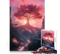 Rompecabezas Unity Pink Tree Sunset Landscape de 1000 Piezas para Adultos Regalo Ideal para desarrollar la Capacidad cognitiva, una Actividad Relajante y un Regalo Festivo de Corte preciso (50x75cm)