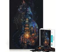 Rompecabezas Urban Feline Dreams de 1000 Piezas para Adolescentes Juego Divertido y fácil de Usar Sin Huecos Actividad Nocturna Familiar para divertirse (38x26cm)