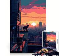 Rompecabezas Urban Feline Sunset de 1000 Piezas para Adolescentes Ejercicio Mental, pasatiempo Relajante Navidad (38x26cm)