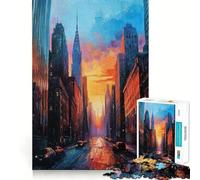 Rompecabezas Urban Sunset Art de 1000 Piezas Juego de concentración Mental Corte de precisión Bordes Lisos Actividad Absorbente para Noches tranquilas (38x52cm)