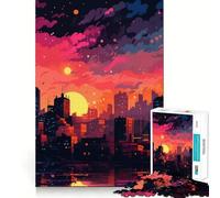 Rompecabezas Urban Sunset de 1000 Piezas para Adolescentes diversión para estimular la Mente,Manualidades de Corte de Alta precisión,Actividad Relajante para desconectar (38x52cm)