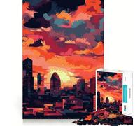 Rompecabezas Urban Sunset de 1000 Piezas para Adolescentes diversión para estimular la Mente,Manualidades de Corte de Alta precisión,Actividad Relajante para desconectar (38x26cm)