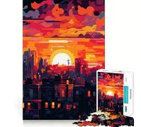 Rompecabezas Urban Sunset de 1000 Piezas para Adultos,Juguete Que desafía la Mente,Corte preciso,alineación, Actividad Nocturna Divertida para Toda la Familia (50x75cm)