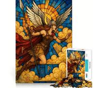 Rompecabezas Valkyrie con diseño de vidrieras,1000 Piezas,Juego de concentración Mental,Corte de precisión,Bordes Suaves,Juego para Crear Conexiones significativas (38x26cm)