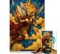 Rompecabezas Valkyrie de vidrieras artísticas de 1000 Piezas para Adultos Juego de lógica con Cortes de precisión y Bordes Lisos reuniones Familiares (38x52cm)