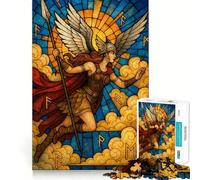 Rompecabezas Valkyrie de vitrales,1000 Piezas,para Adolescentes,Juego para estimular la Mente,Montaje Firme y Seguro,Actividad Divertida para Toda la Familia (50x75cm)