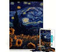 Rompecabezas Vangogh Girasol 1000 Recall Fun Play Tecnología Avanzada de Corte láser Juguete de Entretenimiento para Interiores en Vacaciones (38x52cm)